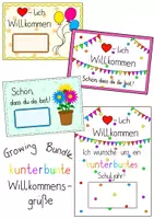 Vorschau - Mal- und Bastelvorlagen - Bunte Willkommensgrüße zum neuen Schuljahr 🎈 Growing Bundle ☀️ - Deckblatt
