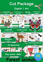 Vorschau - Mal- und Bastelvorlagen - Materialpaket - Cut / Schneiden Forest animals - Englisch - Deckblatt