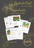 Vorschau - Unterrichtsreihen - Materialpaket Tierportrait Quokka, Panda & Giraffe - Deckblatt