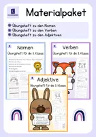 Vorschau - Unterrichtsreihen - Materialpaket: Wortarten 3. Klasse (Nomen, Verben, Adjektive) - Deckblatt