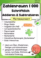 Vorschau - Arbeitsblätter - Schriftlich Addieren & Subtrahieren im Zahlenraum 1000 – ALL-IN-ONE-Paket - Deckblatt