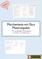 Vorschau - Arbeitsblätter - Märchentexte und Quiz Materialpaket - Deckblatt