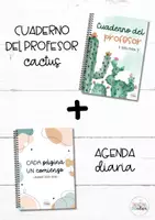 Vista previa - Para docentes: organización, planificación y formación - Pack cuaderno profesor cactus + agenda diaria 25-26 - Portada