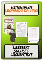 Vorschau - Arbeitsblätter - Materialpaket Leonardo da Vinci | Lesetext + Fragen - Suchsel - Lückentext (inkl. Lösungen) - Deckblatt