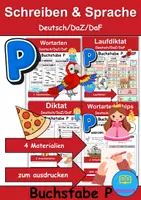 Vorschau - Arbeitsblätter - Materialpaket - Schreiben und Sprache Thema Buchstabe P - DaZ/DaF, Deutsch - Deckblatt