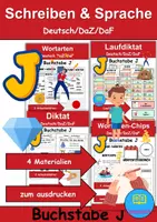 Vorschau - Mal- und Bastelvorlagen - Materialpaket - Schreiben und Sprache Thema Buchstabe J - DaZ/DaF, Deutsch - Deckblatt