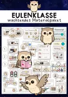 Vorschau - Stationenlernen - Materialpaket Eulenklasse | Classroom Management für Klassentier Eule - Deckblatt
