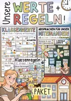 Vorschau - Arbeitsblätter - Klassenregeln Klassenwerte & Absprachen für das Miteinander PAKET Schuljahresanfang - Deckblatt