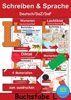 Vorschau - Arbeitsblätter - Materialpaket - Schreiben und Sprache Thema Buchstabe L - DaZ/DaF, Deutsch - Deckblatt