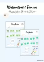 Vorschau - Spiele - Materialpaket - Dominos Plusaufgaben ZR 10 & ZR 20 (Mathe Klasse 1) - Deckblatt