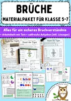 Vorschau - Arbeitsblätter - Brüche || Materialpaket Klasse 5-7 (Arbeitsheft + Test + Übungen) - Deckblatt