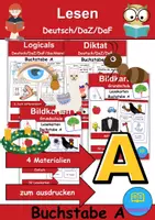 Vorschau - Mal- und Bastelvorlagen - Materialpaket - Lesen Buchstabe A - DaZ/DaF, Deutsch, Sachunterricht - Deckblatt