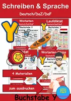 Vorschau - Arbeitsblätter - Materialpaket - Schreiben und Sprache Thema Buchstabe Y - DaZ/DaF, Deutsch - Deckblatt