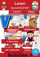 Vorschau - Arbeitsblätter - Materialpaket - Lesen Buchstabe V - DaZ/DaF, Deutsch, Sachunterricht - Deckblatt