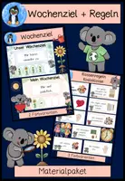 Vorschau - Poster - Ziel der Woche + Klassenregeln Materialpaket – Wochenziel Karten mit Klassentier Koala | Growth Mindset - Deckblatt