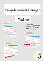 Vorschau - Anderer Materialtyp - Materialpaket Zeugnisformulierungen Mathe - Deckblatt