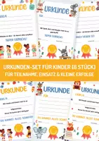 Vorschau - Poster - Urkunden & Mini-Zeugnisse für Kinder (6 Stück) – für Teilnahme, Einsatz, kleine Erfolge und Auszeichnungen im Schulalltag oder bei Veranstaltungen. Ideal zur Motivation von Kindern. - Deckblatt