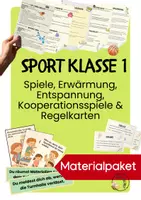 Vorschau - Stundenentwürfe - Sport Klasse 1 –wachsendes Materialpaket Sportunterricht Grundschule: Spiele, Erwärmung, Entspannung, Kooperationsspiele & Regelkarten - Deckblatt