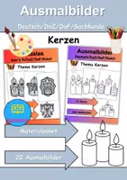 Vorschau - Arbeitsblätter - Ausmalbilder & Mandalas PAKET Thema Kerzen - Grundschule - Bastelvorlagen - Deckblatt