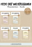 Vorschau - Stationenlernen - 5 Wissenskarteien / Feste der Weltreligionen / Bundle - Deckblatt