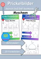 Vorschau - Arbeitsblätter - Prickelbilder / Fensterbilder PAKET Thema Moscheen - Grundschule - Bastelvorlagen - Deckblatt