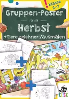 Vorschau - Mal- und Bastelvorlagen - 🍂 Herbstposter mit Igel und Eichhörnchen zum Ausmalen (inkl. Zeichenanleitung) - Deckblatt