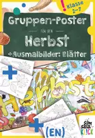 Vorschau - Mal- und Bastelvorlagen - Grundschule: Riesiges gemeinschaftsposter für den Herbst! + Blätter ausmalen KUNST/Fachübergreifend - Deckblatt