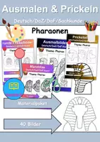 Vorschau - Arbeitsblätter - Ausmalbilder & Prickelbilder PAKET Thema Pharaonen - Grundschule - Bastelvorlagen - Deckblatt