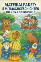 Vorschau - Präsentationen/Tafelbilder - 5 Mitmachgeschichten für Kita & Grundschule – Vorlesegeschichten mit Bewegung, Sprache & Fantasie - Deckblatt