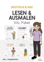 Vorschau - Arbeitsblätter - Lesen und Ausmalen: XXL Materialpaket für den DaZ- / DaF- bzw. Deutschunterricht - Deckblatt