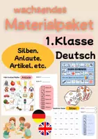 Vorschau - Stationenlernen - wachsendes Materialpaket 1. Klasse Deutsch Freiarbeit DaZ - Deckblatt