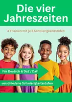 Vorschau - Arbeitsblätter - Materialpaket Laufdiktate Die vier Jahreszeiten 🌸☀️🍂❄️ Diktate für DaZ / Deutsch - Deckblatt