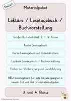 Vorschau - Unterrichtsreihen - Materialpaket - Lesetagebuch / Buchsteckbrief / Lapbook / Buchvorstellung - Deckblatt