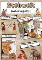 Vorschau - Arbeitsblätter - Steinzeit Materialpaket: Leben, Werkzeuge, Kunst, Eiszeit - Deckblatt