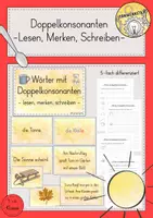 Vorschau - Spiele - Lesen-Merken-Schreiben Doppelkonsonanten Karten differenziert Materialpaket - Deckblatt