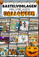 Vorschau - Mal- und Bastelvorlagen - Materialpaket mit Bastelvorlagen und Malvorlagen zu Halloween #huhuhalloween - Deckblatt