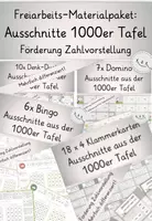 Vorschau - Stationenlernen - Materialpaket: Ausschnitte 1000er Tafel, Freiarbeitsmaterial! Bingos, Dominos, Klammerkarten, Denk Duette - Deckblatt
