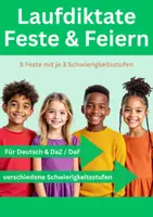 Vorschau - Arbeitsblätter - Materialpaket Lauf- und Schleichdiktate Feste & Feiern 🎉🎄🐣 Diktate für Deutsch DaZ zur Verbesserung von Rechtsschreibung und Merkfähigkeit - Deckblatt