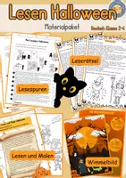 Vorschau - Arbeitsblätter - Materialpaket Leseförderung Deutsch Halloween - Deckblatt