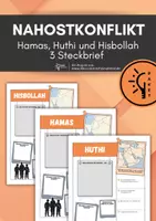 Vorschau - Arbeitsblätter - Sparpaket: 3 Steckbriefe - Hamas, Huthi, Hisbollah (Akteure im Nahostkonflikt) - Deckblatt