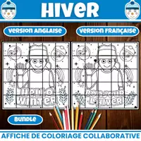 Aperçu - Matériel pour travaux manuels / dessin - Ensemble d’Affiches Collaboratives Hiver FR et EN - Page de couverture