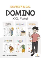 Vorschau - Stationenlernen - Domino: XXL Materialpaket für den DaZ- / DaF- bzw. Deutschunterricht - Deckblatt