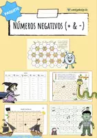 Vista previa - Hojas de trabajo - Sumas y restas de números negativos - Paquete (3 juegos y 3 hojas de trabajo) - Portada