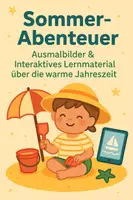 Vorschau - Mal- und Bastelvorlagen - Sommer Abenteuer – Ausmalbilder & Interaktives Lernmaterial über die warme Jahreszeit - Deckblatt