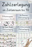 Vorschau - Stationenlernen - Materialpaket: Zahlzerlegung bis 10, Zahlenraum bis 10, Förderung Zahlvorstellung - Deckblatt