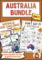 Vorschau - Arbeitsblätter - AUSTRALIA Game Bundle: Don’t Say It! + Quiz Challenge (Englischunterricht Sek I) - Deckblatt