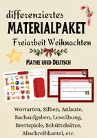 Vorschau - Stationenlernen - weihnachtliches Materialpaket Freiarbeit Grundschule Förderschule Mathe und Deutsch - Deckblatt