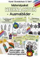 Vorschau - Unterrichtsreihen - Paket Ausmalbilder Weihnachten, Nikolaus, Wichteltür - Deckblatt