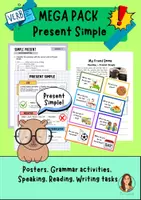 Vista previa - Hojas de trabajo - Present Simple MEGA PACK (speaking, writing, reading) 4º, 5º, 6º Primaria - Portada