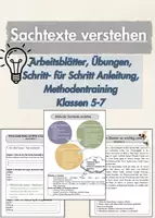 Vorschau - Arbeitsblätter - Sachtexte Klasse 5–7 | Sachtextanalyse – Übungen & Arbeitsblätter | Deutschunterricht - Deckblatt